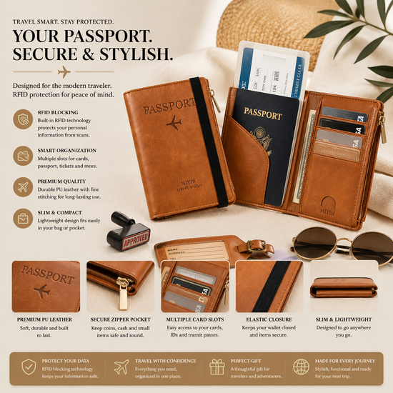 Passport Document Wallet – Ultra-Thin Travel Organizer for Secure Storage