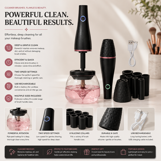 Electric Makeup Brush Cleaner – USB Rechargeable Automatic Brush Cleaning Machine