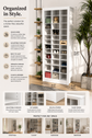 Tall Narrow Shoe Storage Cabinet – Slim Shoe Organizer Cabinet for Entryway, Closet & Small Spaces