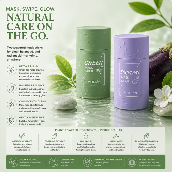 Eggplant & Green Tea Acne Control Mud Mask Stick – Oil Control Pore Cleansing Face Mask with Sea Mud & Botanical Extracts