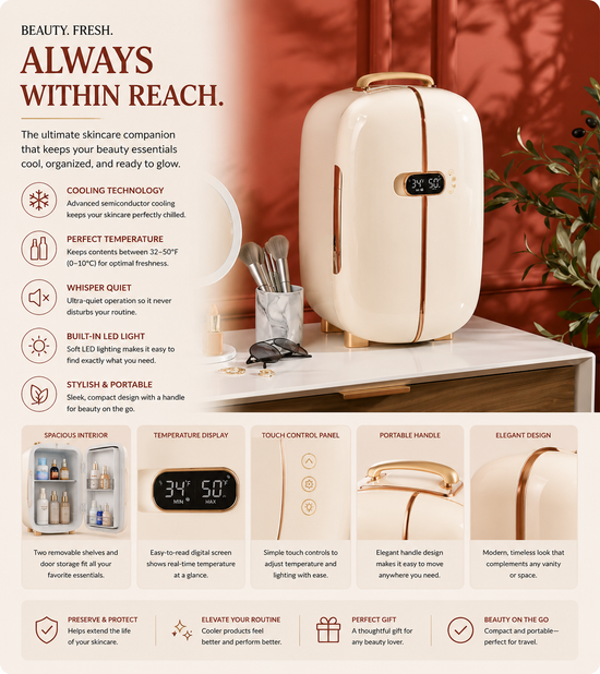 12L Portable Skincare & Beauty Mini Fridge (Cooling & Warming)