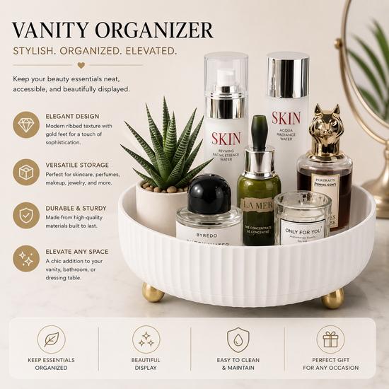 360° Rotating Makeup Organizer Tray – Lazy Susan Cosmetic & Skincare Storage