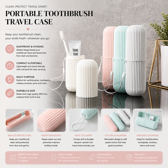 Travel Toothbrush Case Portable Set – Hygienic Toiletries Storage Box